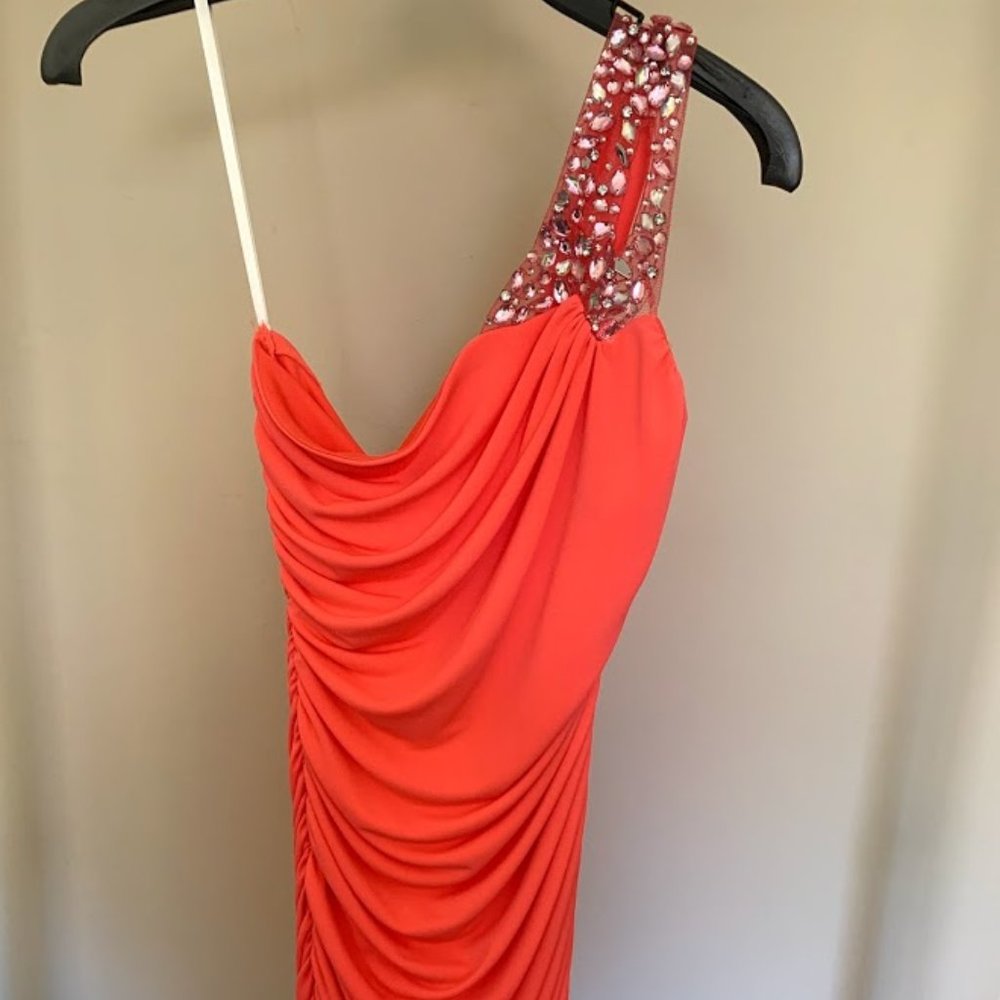 homecoming peach fitted dress